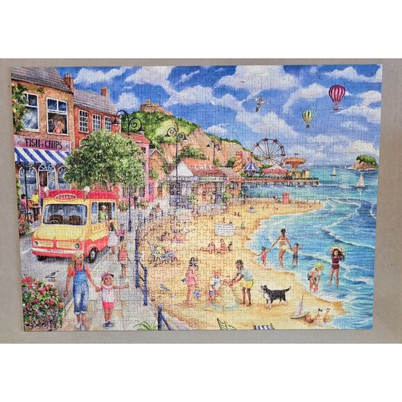 Falcon de luxe Seaside Promenade 1000 pc Debbie Cook 2020 Complete Preowned - Picture 4 of 5